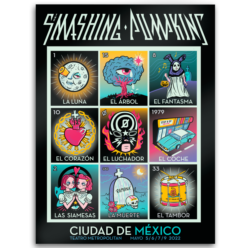 Litografía Oficial Smashing Pumpkins Cards Tour México